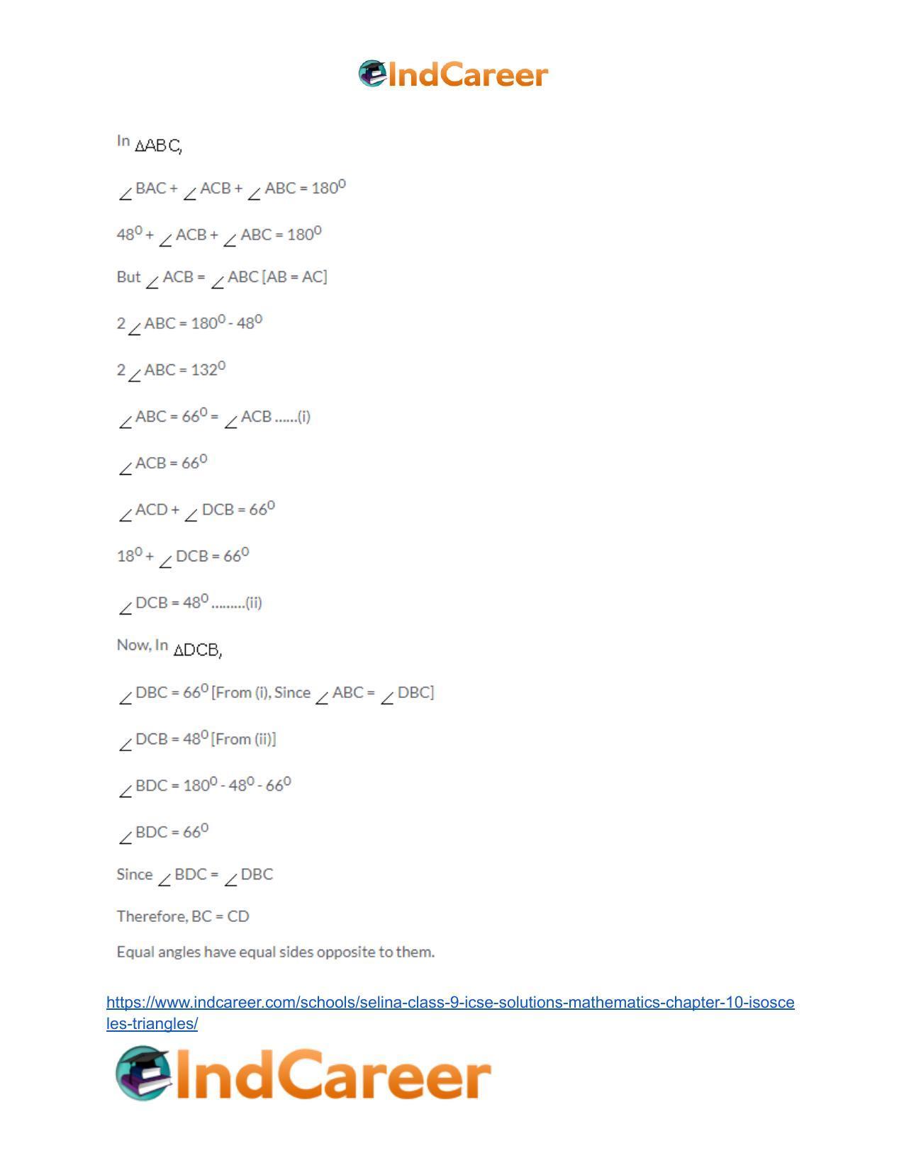 Selina Class 9 ICSE Solutions Mathematics : Chapter 10- Isosceles Triangles - Page 3