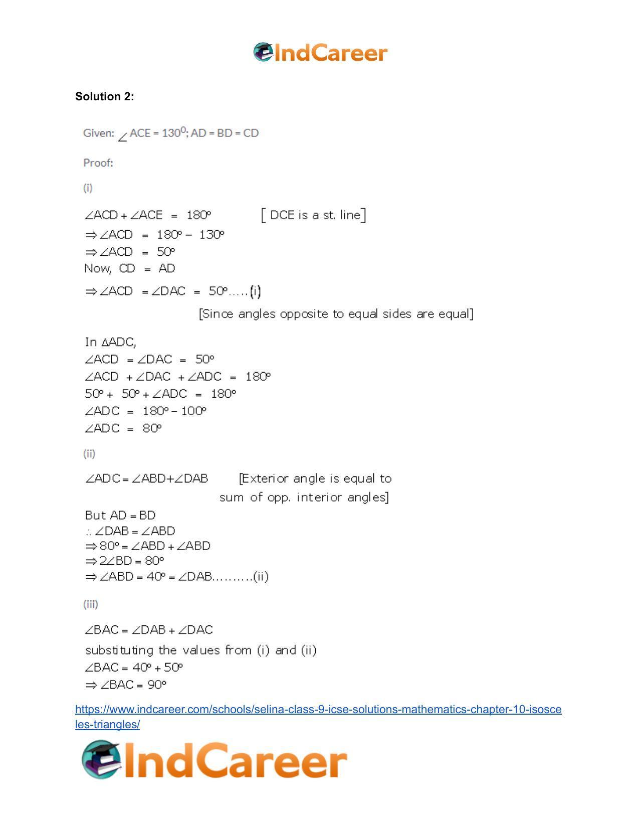 Selina Class 9 ICSE Solutions Mathematics : Chapter 10- Isosceles Triangles - Page 4