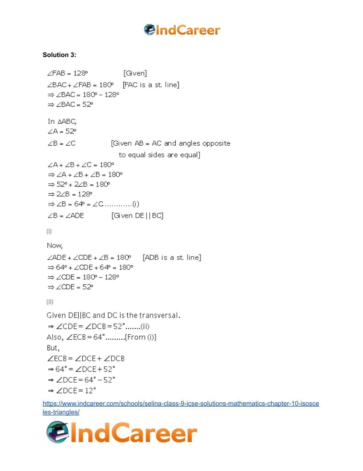 Selina Class 9 ICSE Solutions Mathematics : Chapter 10- Isosceles Triangles - Page 5