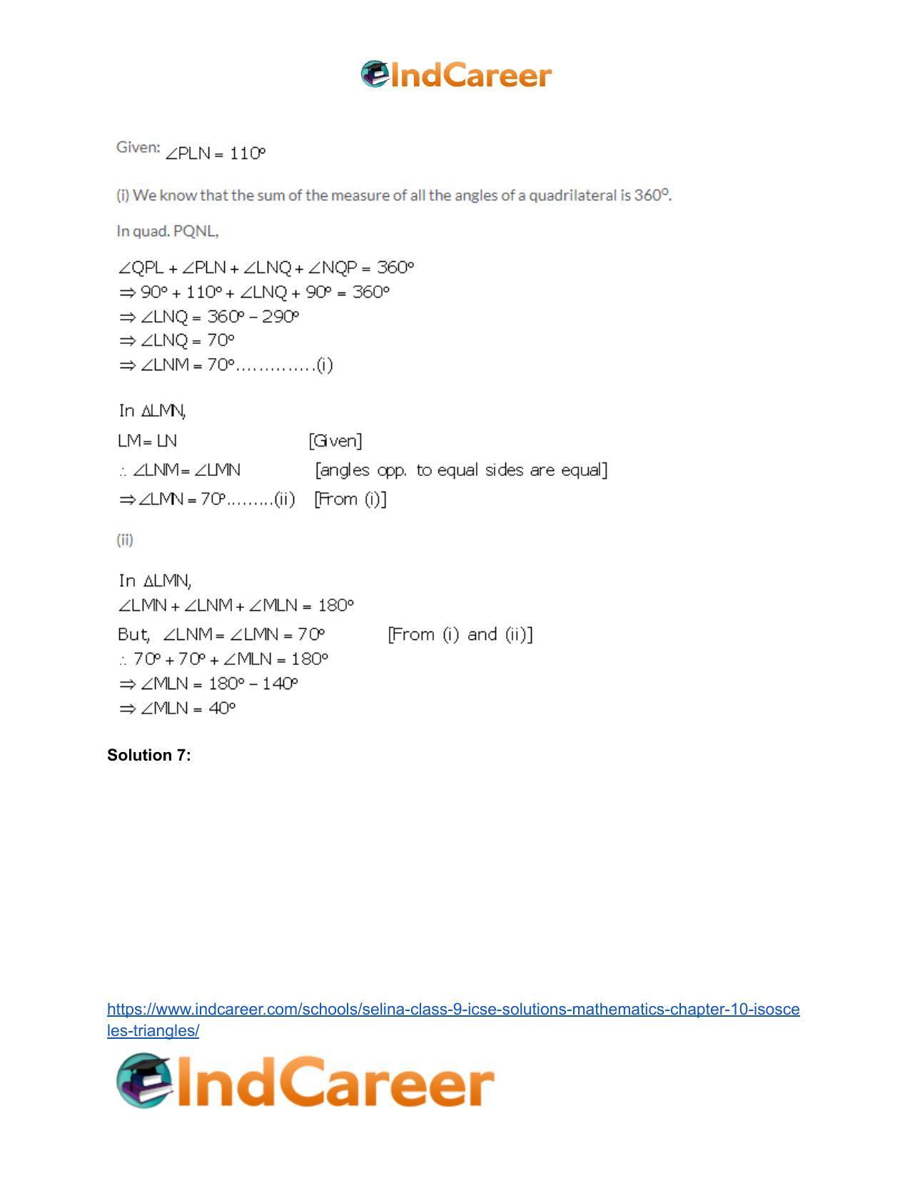 Selina Class 9 ICSE Solutions Mathematics : Chapter 10- Isosceles Triangles - Page 9