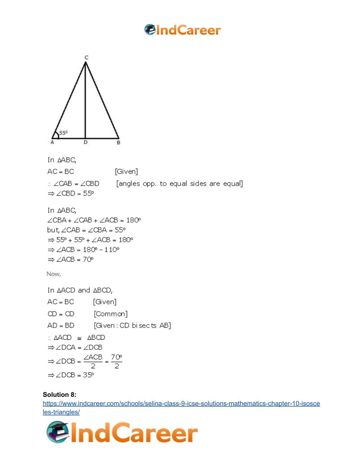 Selina Class 9 ICSE Solutions Mathematics : Chapter 10- Isosceles Triangles - Page 10
