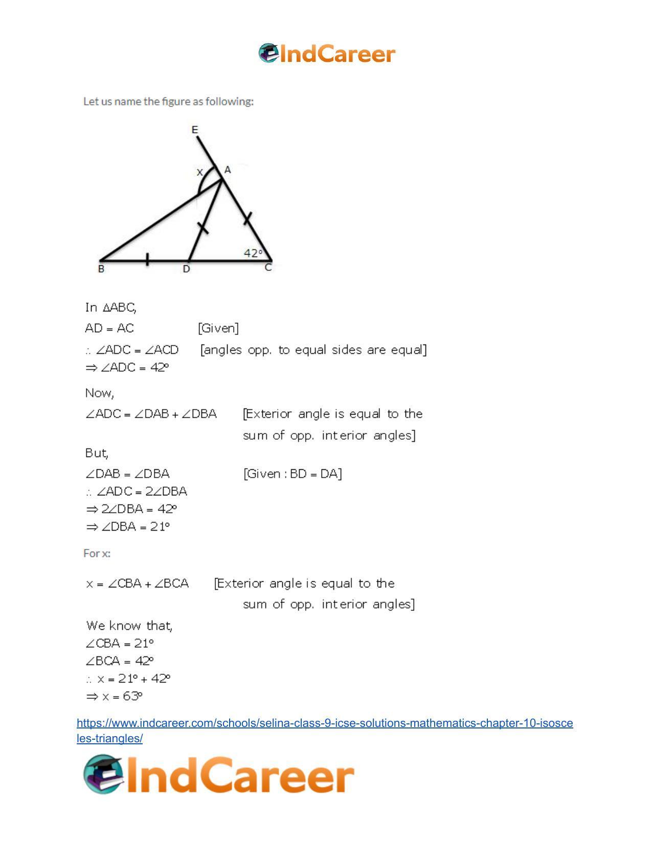 Selina Class 9 ICSE Solutions Mathematics : Chapter 10- Isosceles Triangles - Page 11