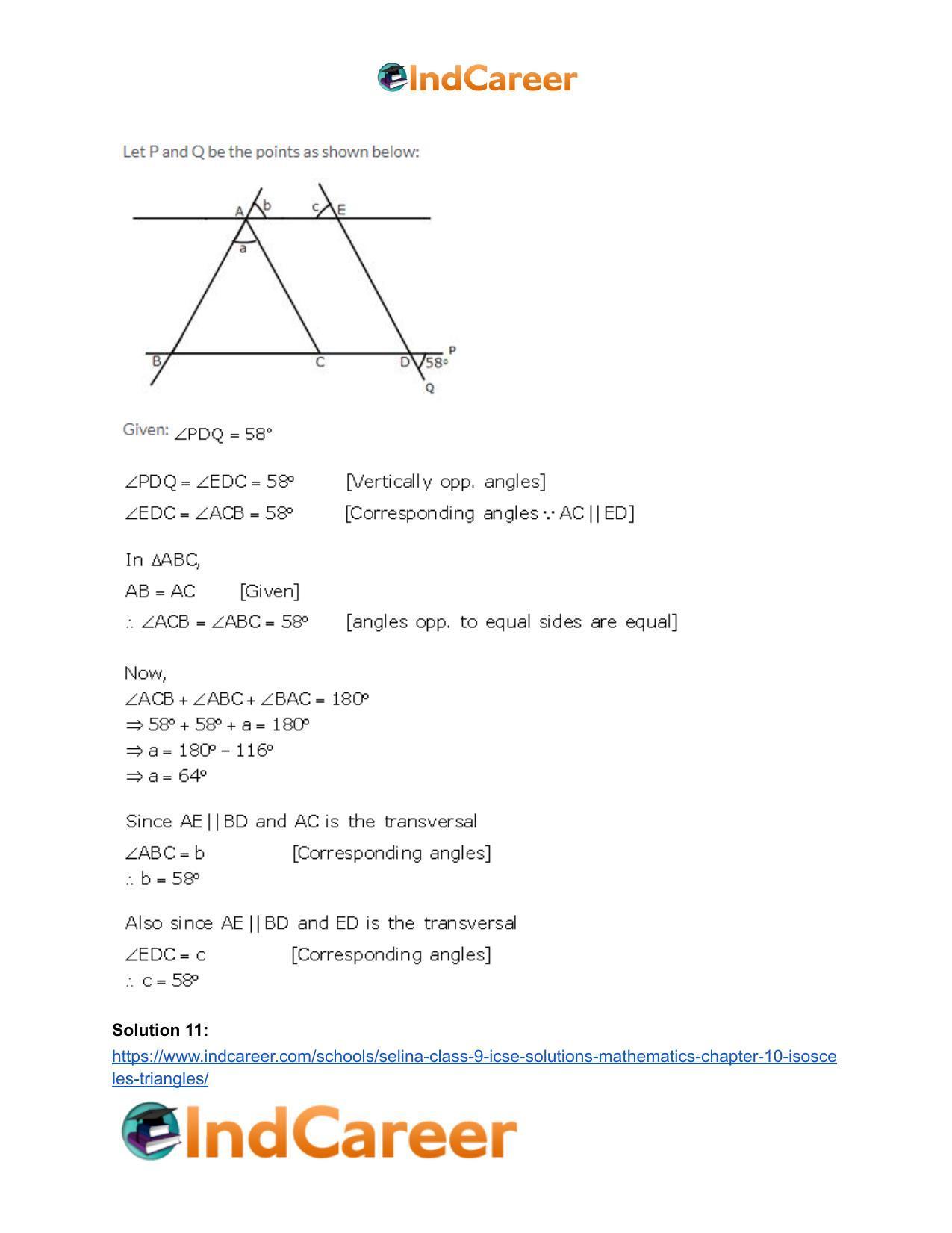 Selina Class 9 ICSE Solutions Mathematics : Chapter 10- Isosceles Triangles - Page 13