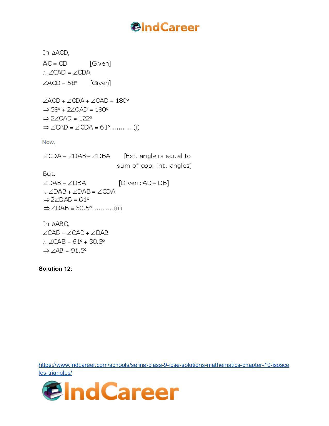 Selina Class 9 ICSE Solutions Mathematics : Chapter 10- Isosceles Triangles - Page 14