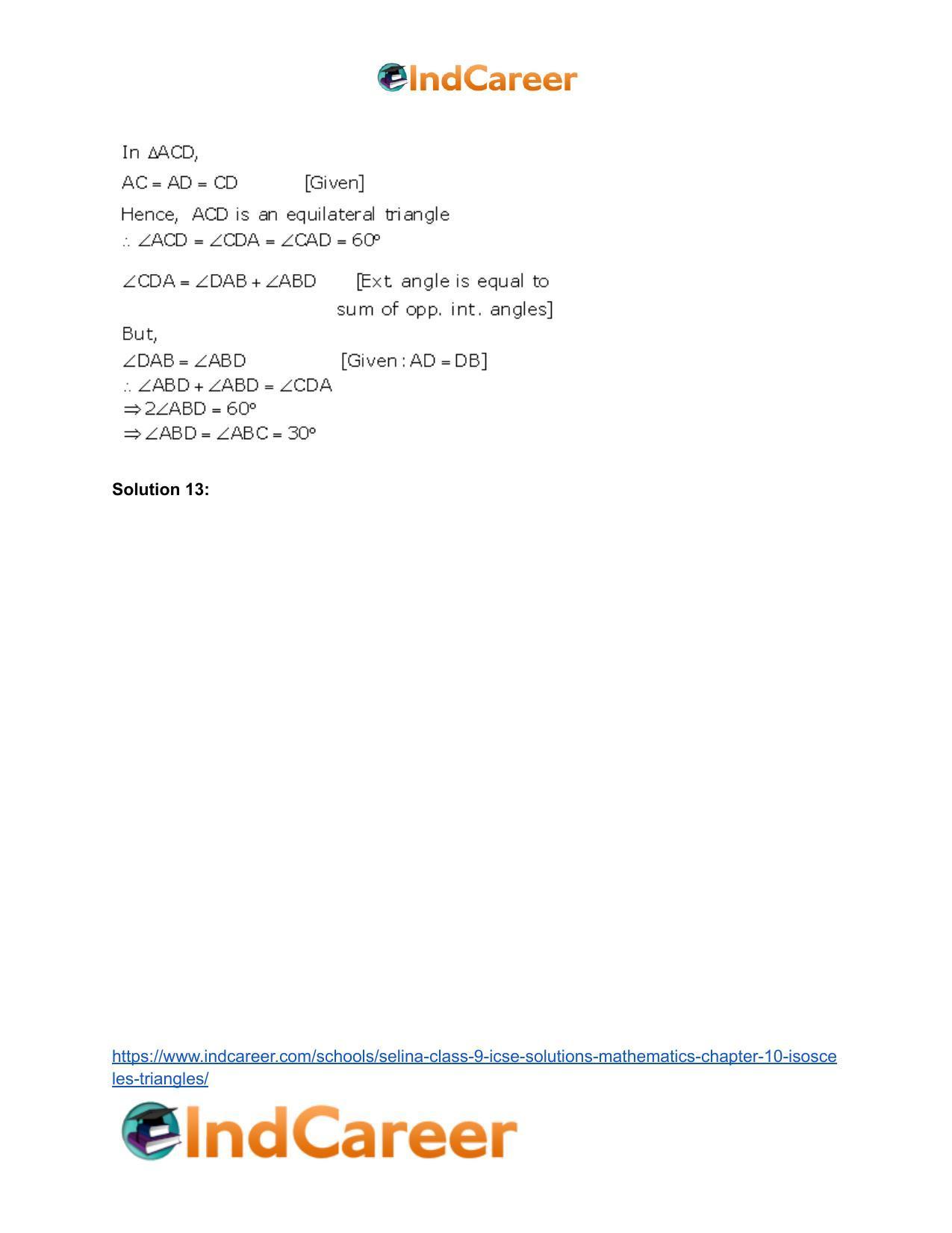 Selina Class 9 ICSE Solutions Mathematics : Chapter 10- Isosceles Triangles - Page 15