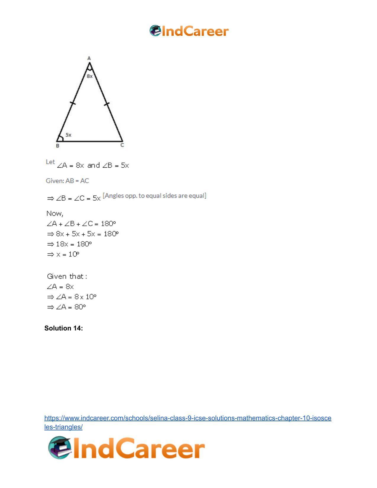 Selina Class 9 ICSE Solutions Mathematics : Chapter 10- Isosceles Triangles - Page 16