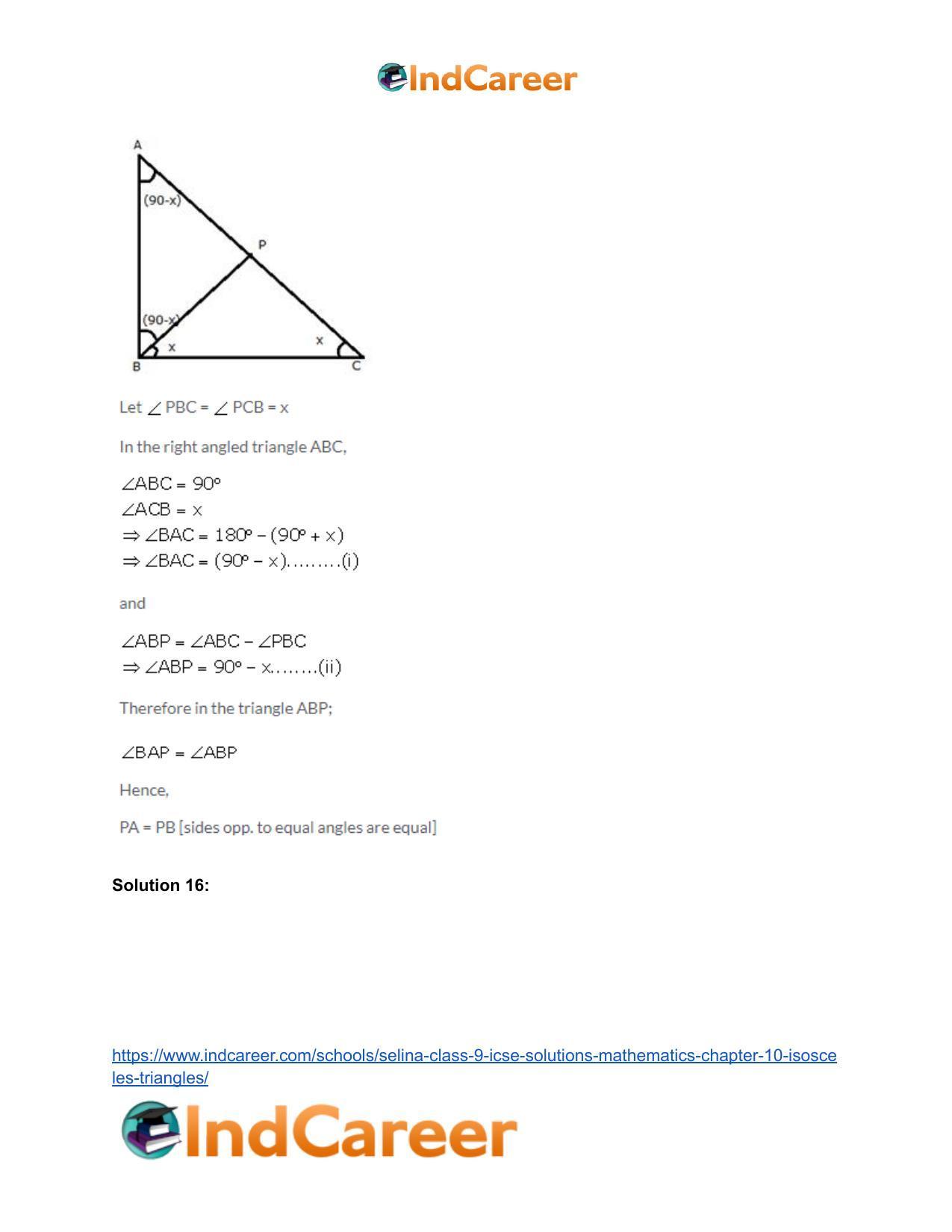 Selina Class 9 ICSE Solutions Mathematics : Chapter 10- Isosceles Triangles - Page 18