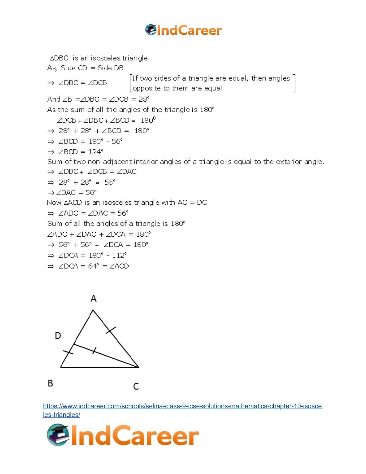 Selina Class 9 ICSE Solutions Mathematics : Chapter 10- Isosceles Triangles - Page 21