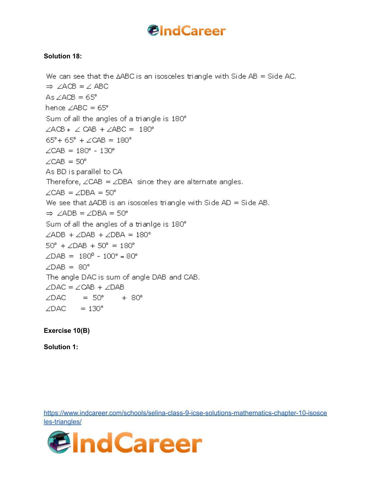 Selina Class 9 ICSE Solutions Mathematics : Chapter 10- Isosceles Triangles - Page 22