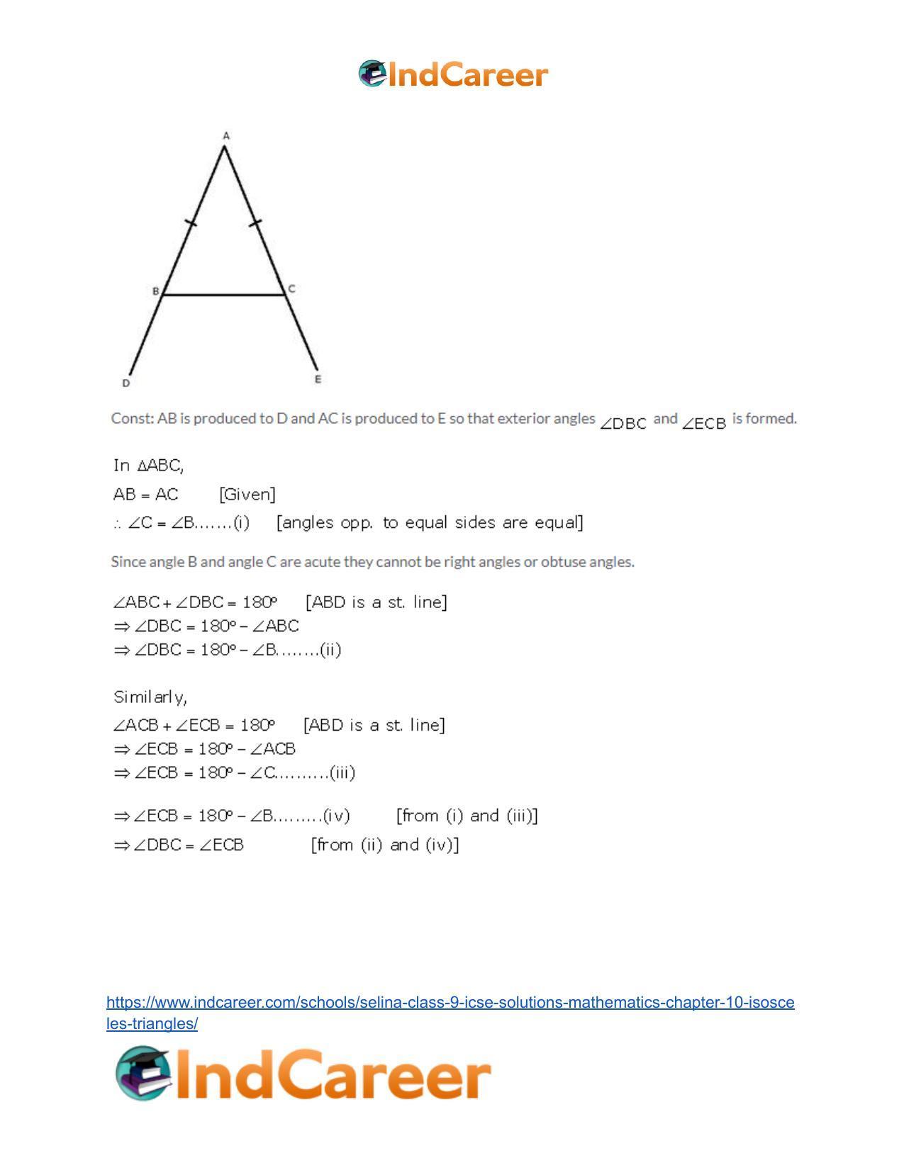 Selina Class 9 ICSE Solutions Mathematics : Chapter 10- Isosceles Triangles - Page 23