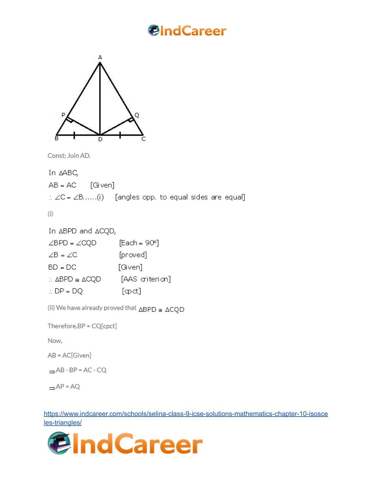 Selina Class 9 ICSE Solutions Mathematics : Chapter 10- Isosceles Triangles - Page 25
