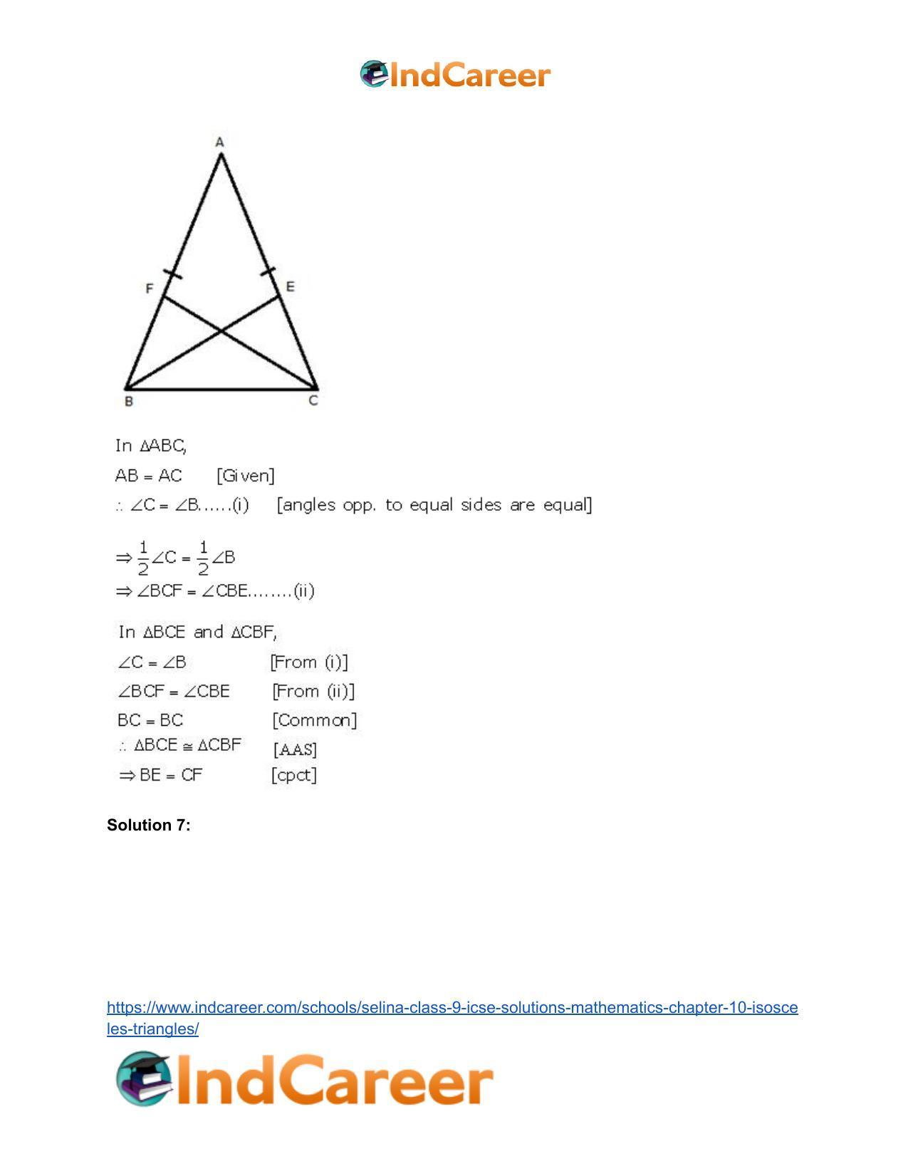 Selina Class 9 ICSE Solutions Mathematics : Chapter 10- Isosceles Triangles - Page 29