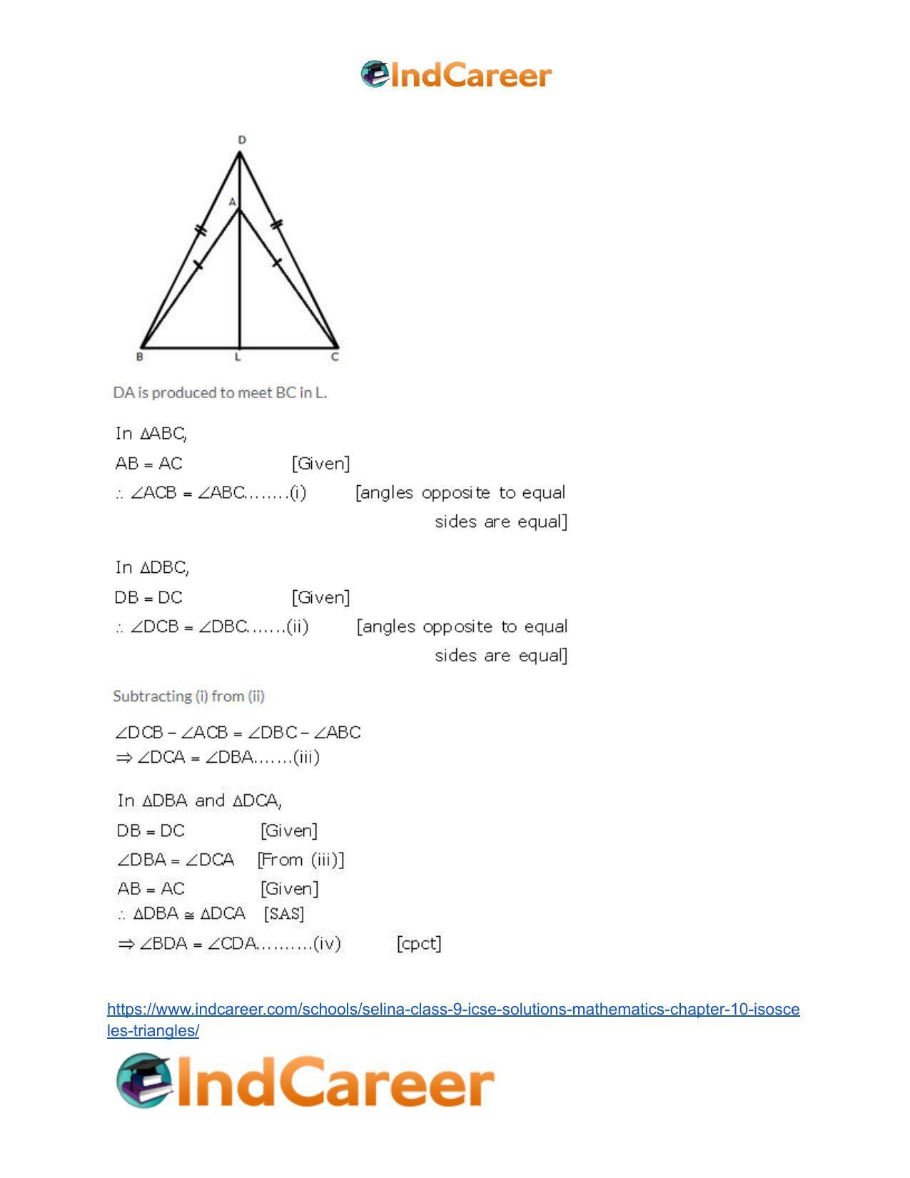 Selina Class 9 ICSE Solutions Mathematics : Chapter 10- Isosceles Triangles - Page 31