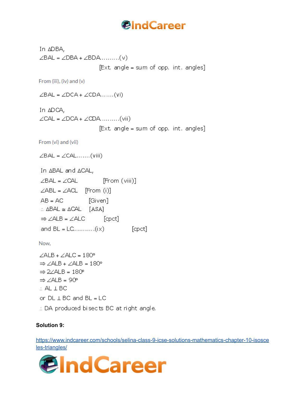 Selina Class 9 ICSE Solutions Mathematics : Chapter 10- Isosceles Triangles - Page 32