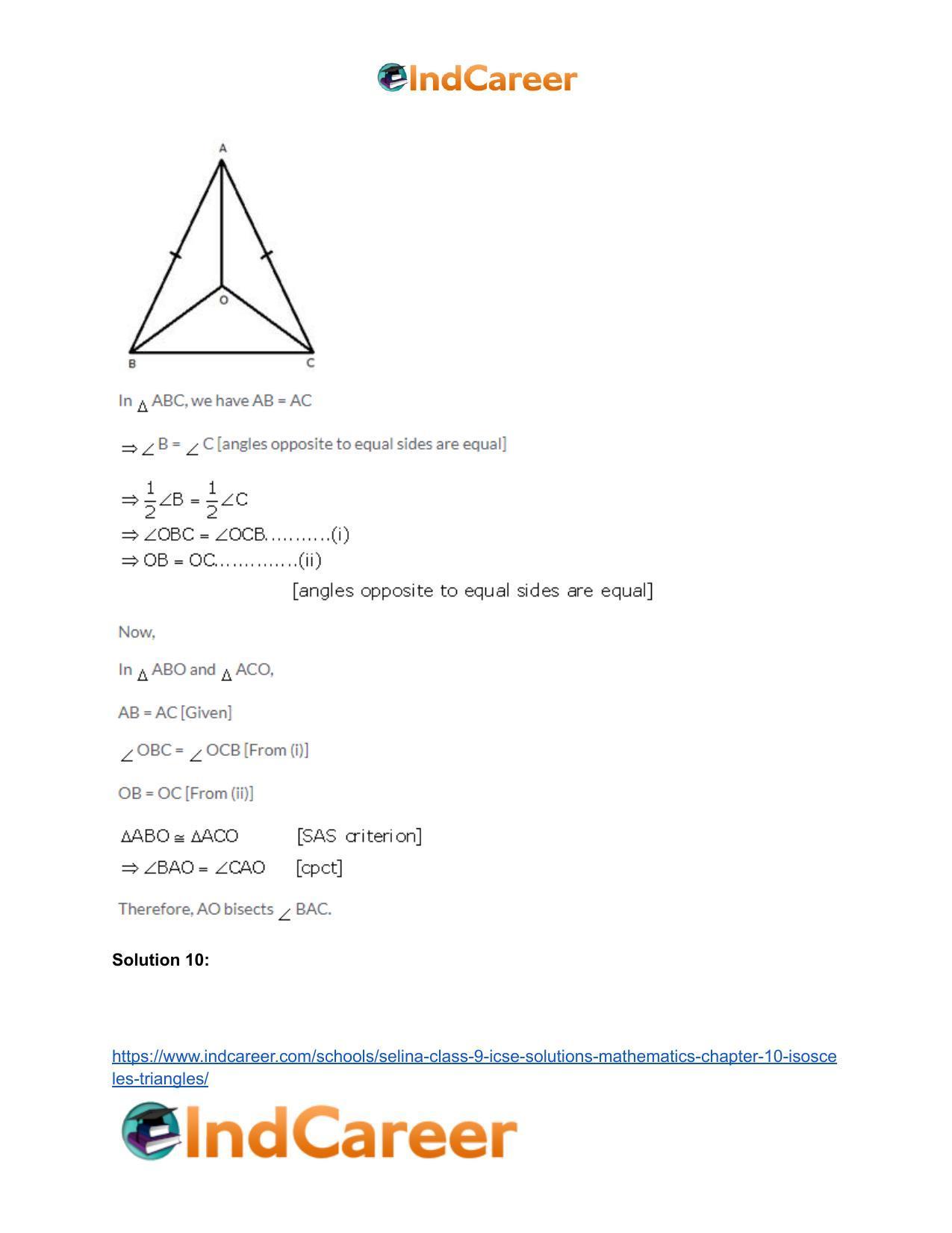 Selina Class 9 ICSE Solutions Mathematics : Chapter 10- Isosceles Triangles - Page 33