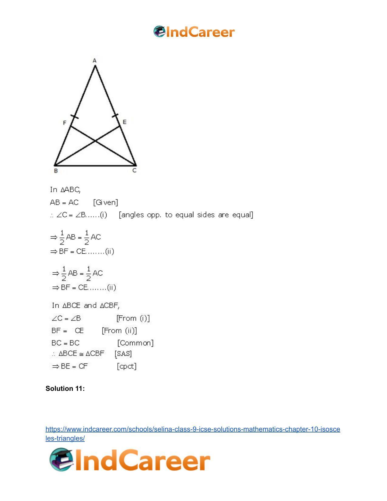 Selina Class 9 ICSE Solutions Mathematics : Chapter 10- Isosceles Triangles - Page 34