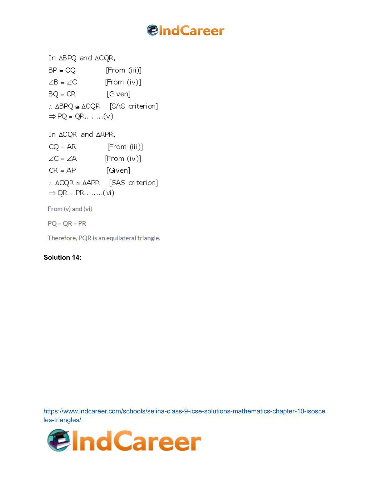 Selina Class 9 ICSE Solutions Mathematics : Chapter 10- Isosceles Triangles - Page 37