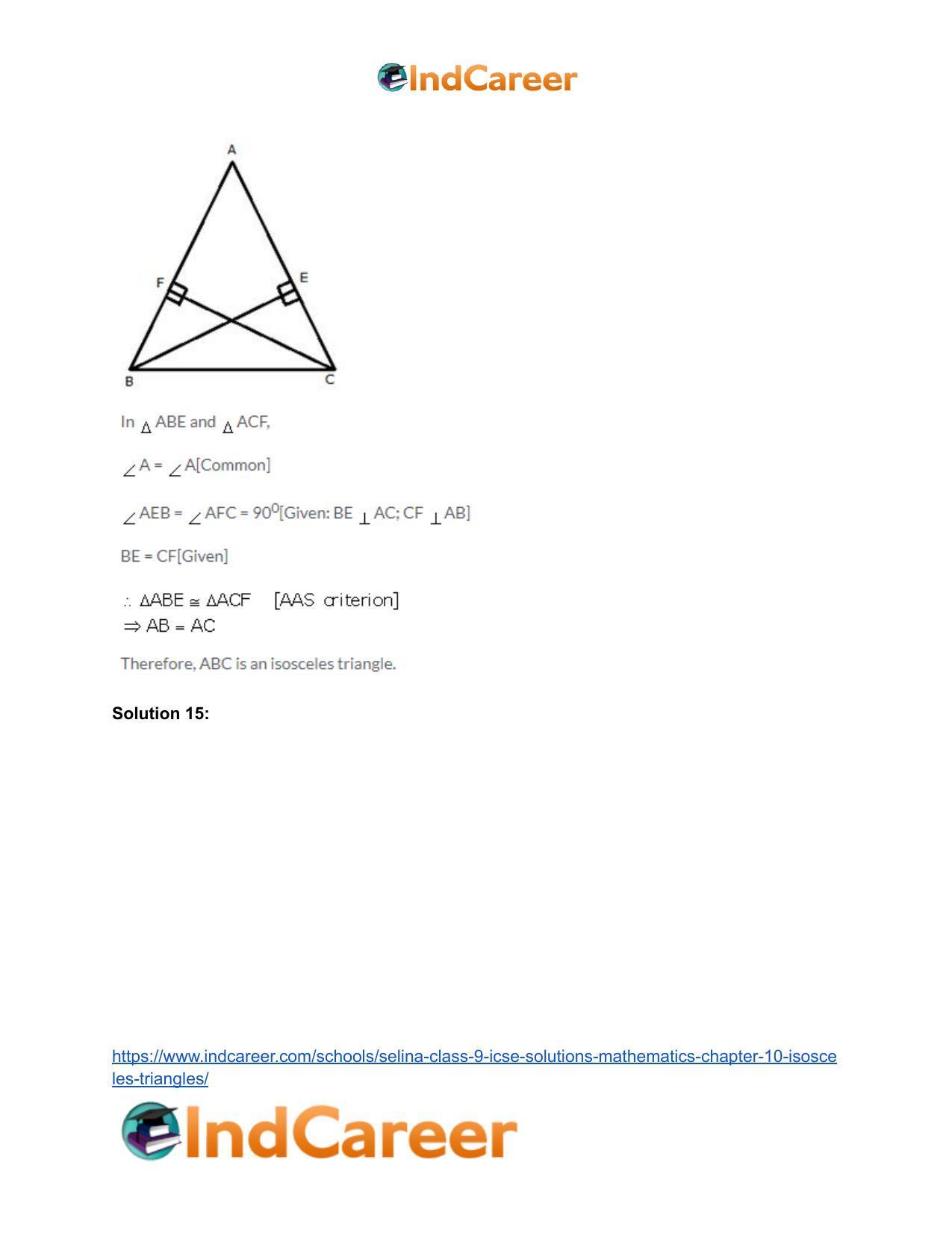 Selina Class 9 ICSE Solutions Mathematics : Chapter 10- Isosceles Triangles - Page 38