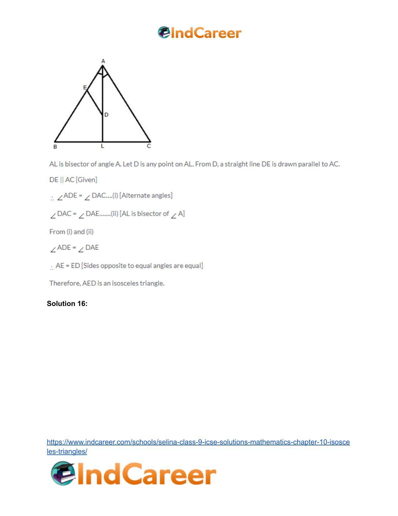 Selina Class 9 ICSE Solutions Mathematics : Chapter 10- Isosceles Triangles - Page 39