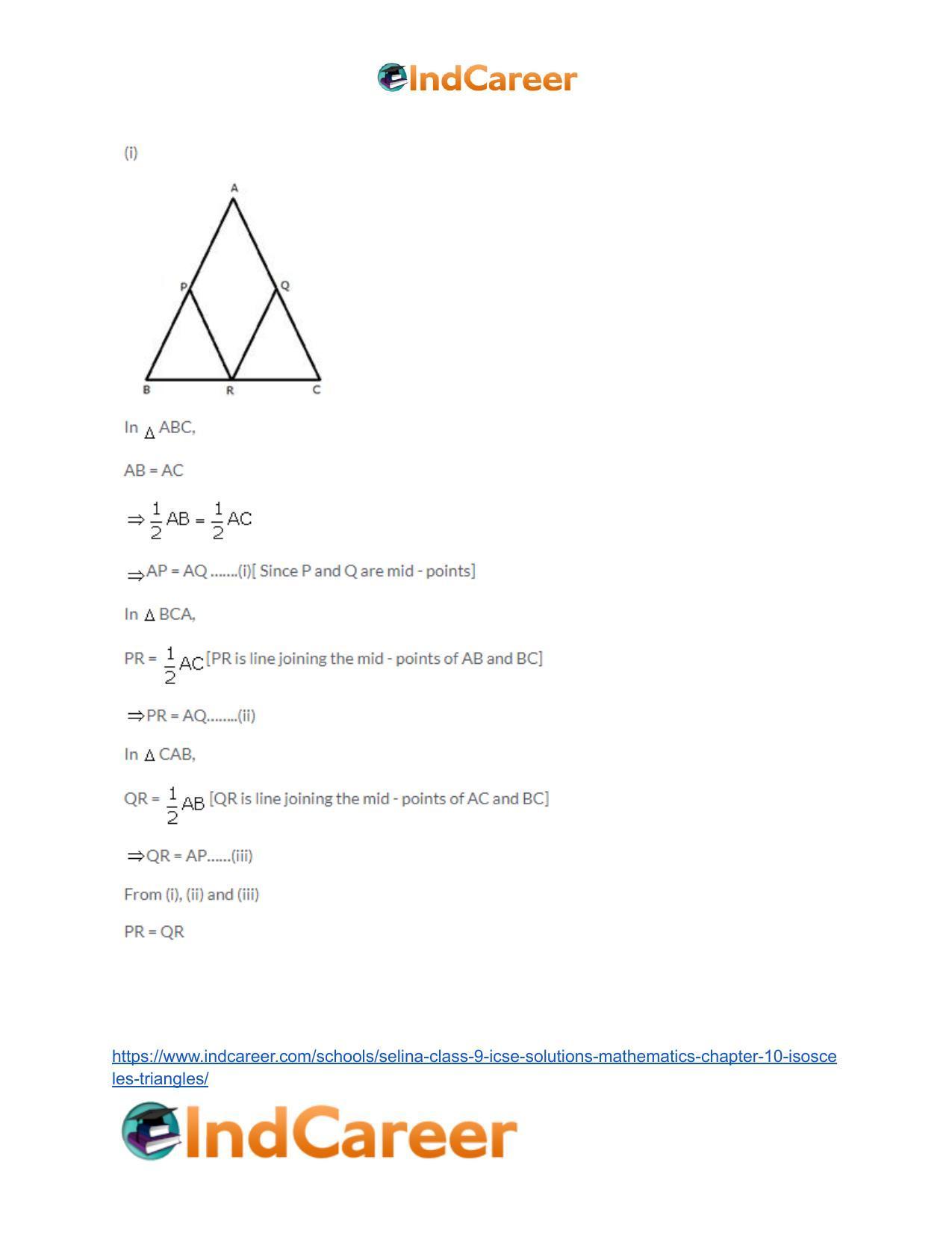 Selina Class 9 ICSE Solutions Mathematics : Chapter 10- Isosceles Triangles - Page 40