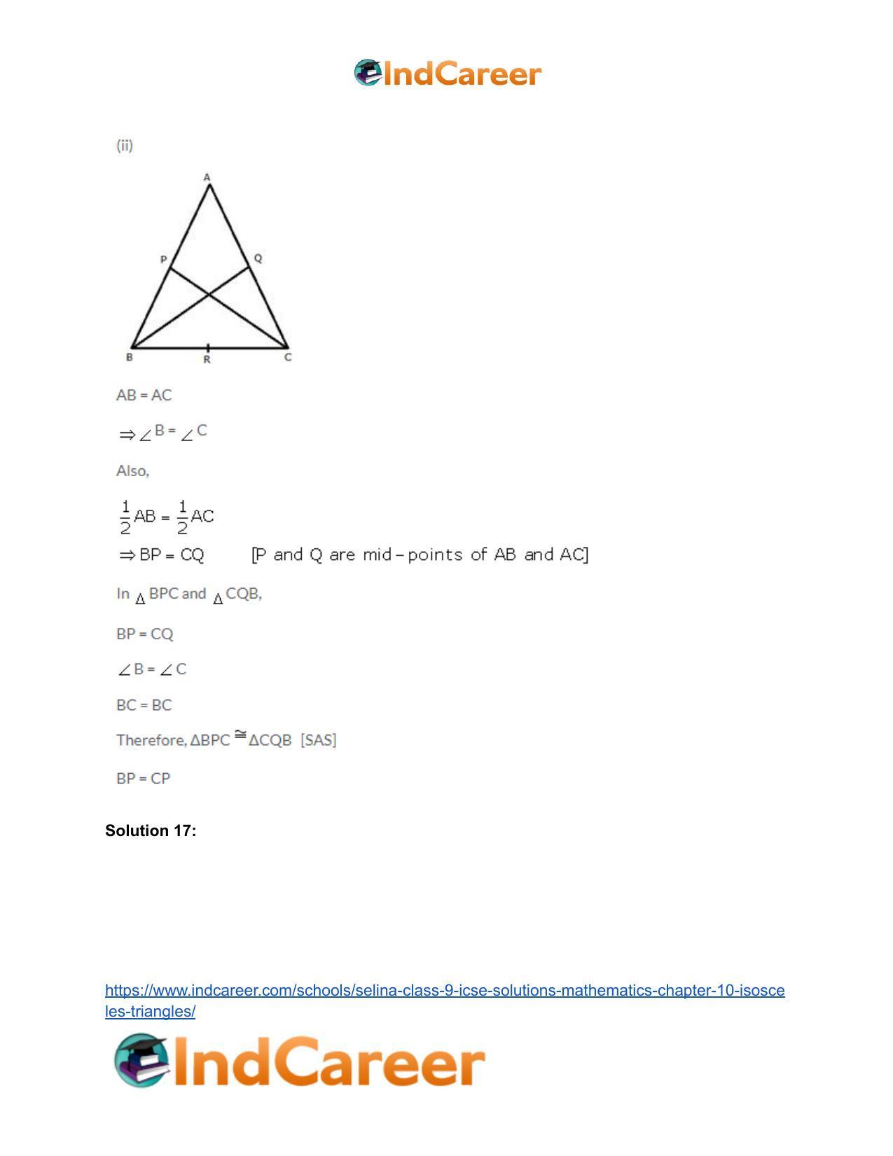 Selina Class 9 ICSE Solutions Mathematics : Chapter 10- Isosceles Triangles - Page 41