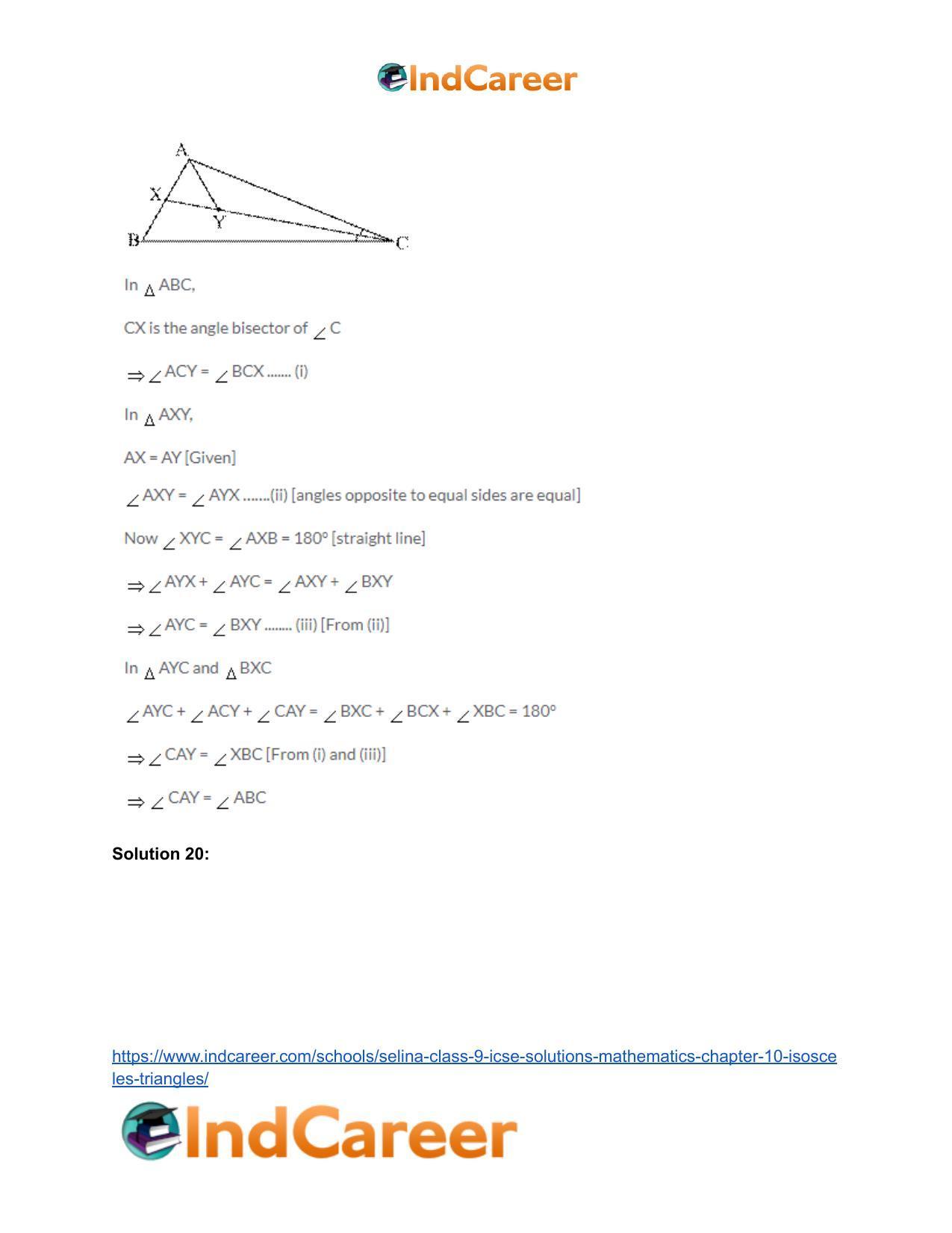 Selina Class 9 ICSE Solutions Mathematics : Chapter 10- Isosceles Triangles - Page 46