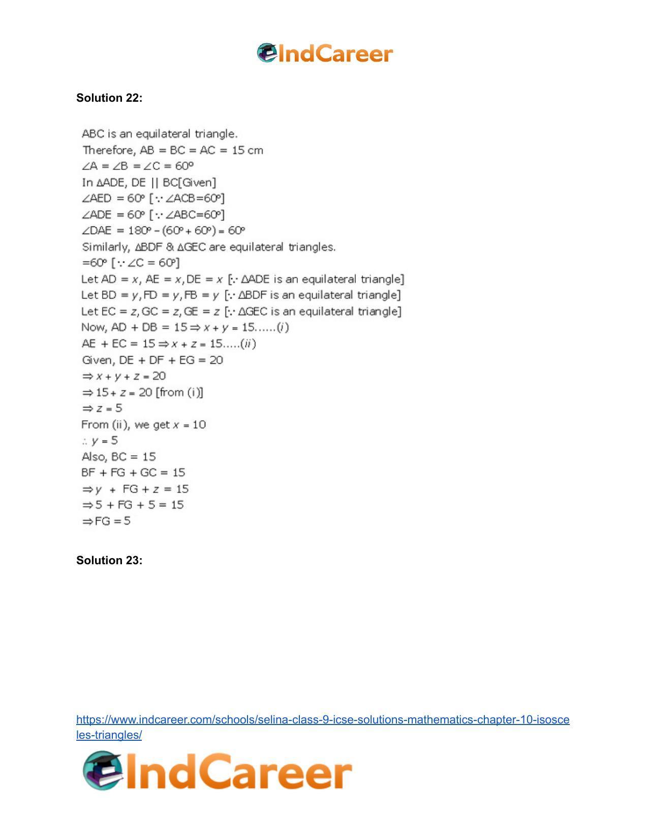 Selina Class 9 ICSE Solutions Mathematics : Chapter 10- Isosceles Triangles - Page 49