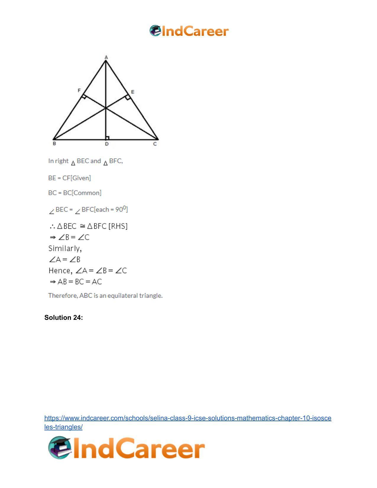 Selina Class 9 ICSE Solutions Mathematics : Chapter 10- Isosceles Triangles - Page 50