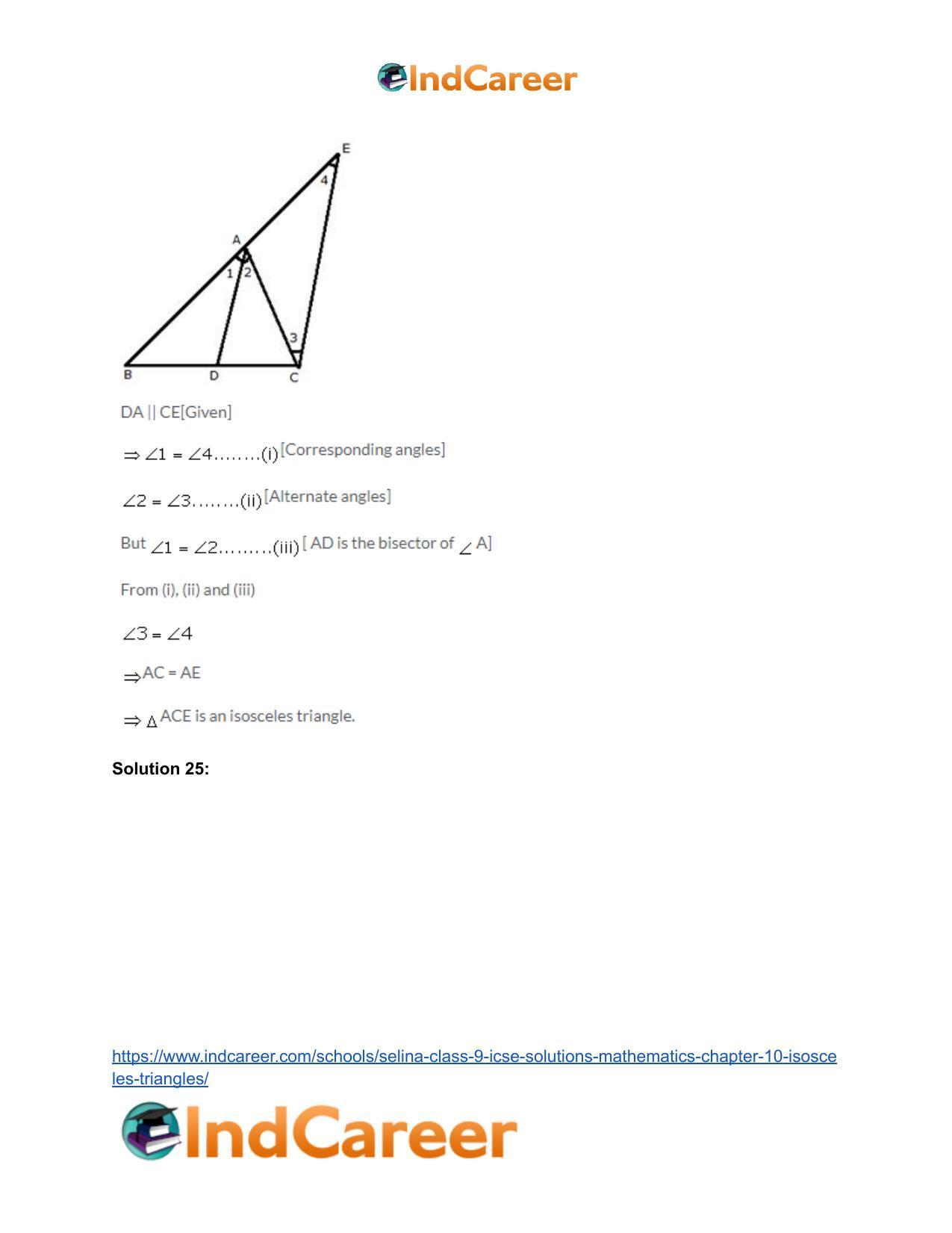 Selina Class 9 ICSE Solutions Mathematics : Chapter 10- Isosceles Triangles - Page 51