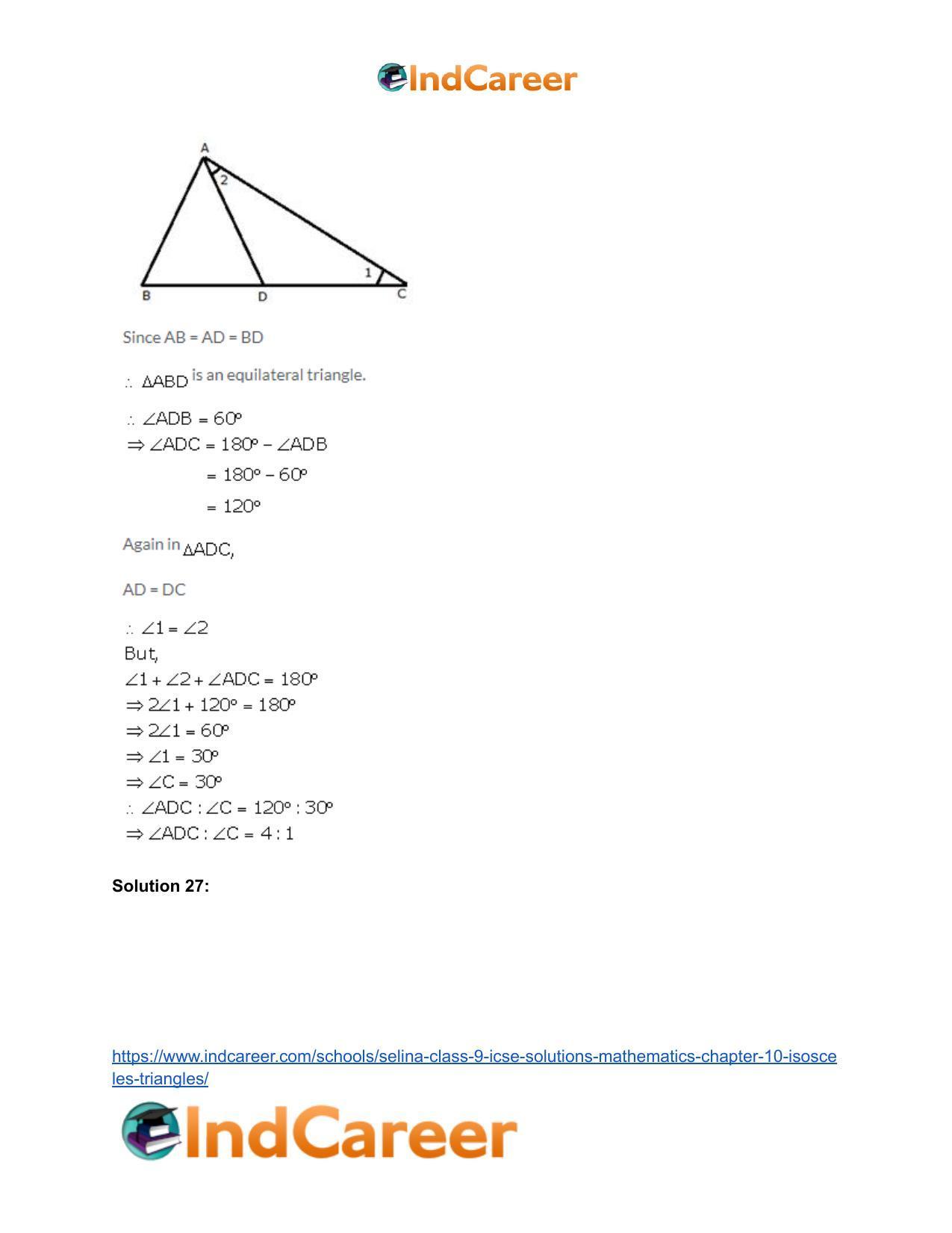 Selina Class 9 ICSE Solutions Mathematics : Chapter 10- Isosceles Triangles - Page 53