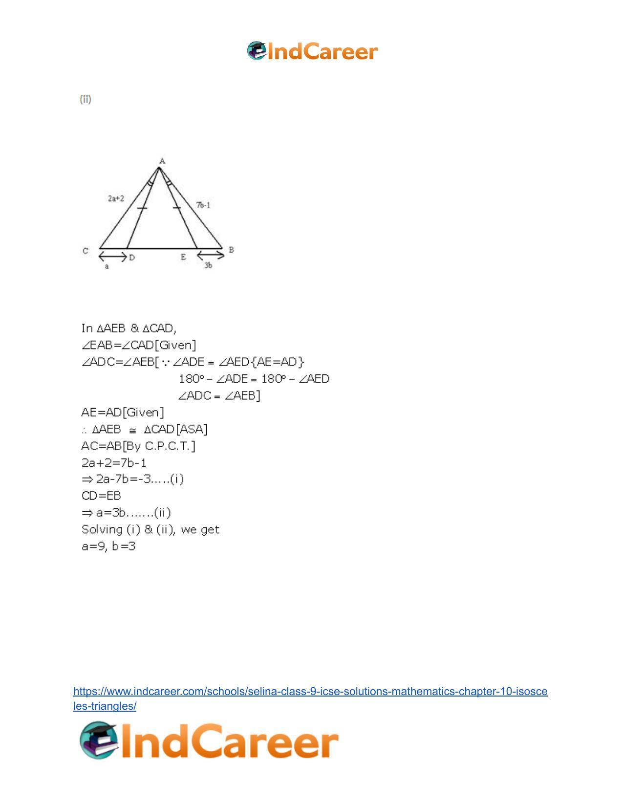 Selina Class 9 ICSE Solutions Mathematics : Chapter 10- Isosceles Triangles - Page 55