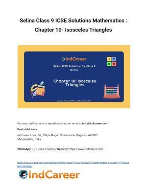 Selina Class 9 ICSE Solutions Mathematics : Chapter 10- Isosceles Triangles