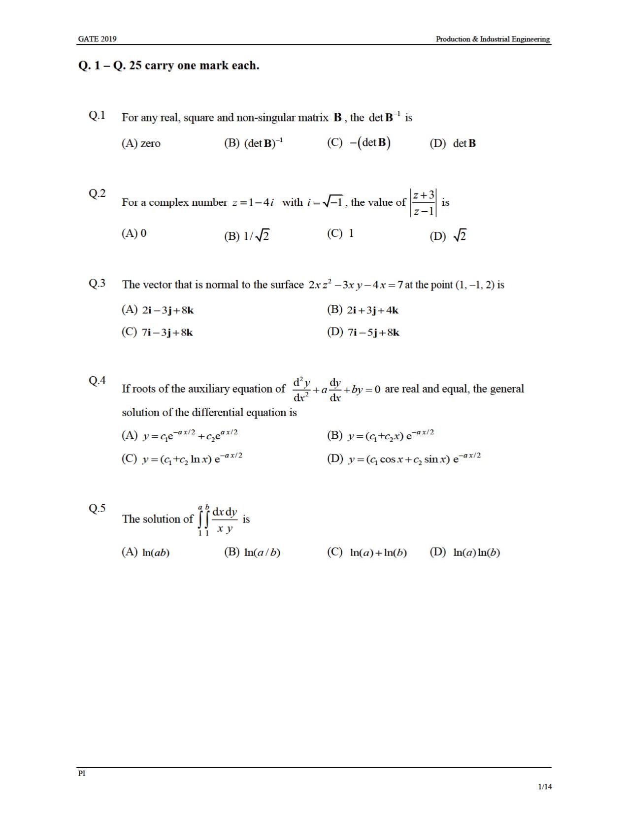 GATE 2019 Production and Industrial Engineering (PI) Question Paper - Page 4