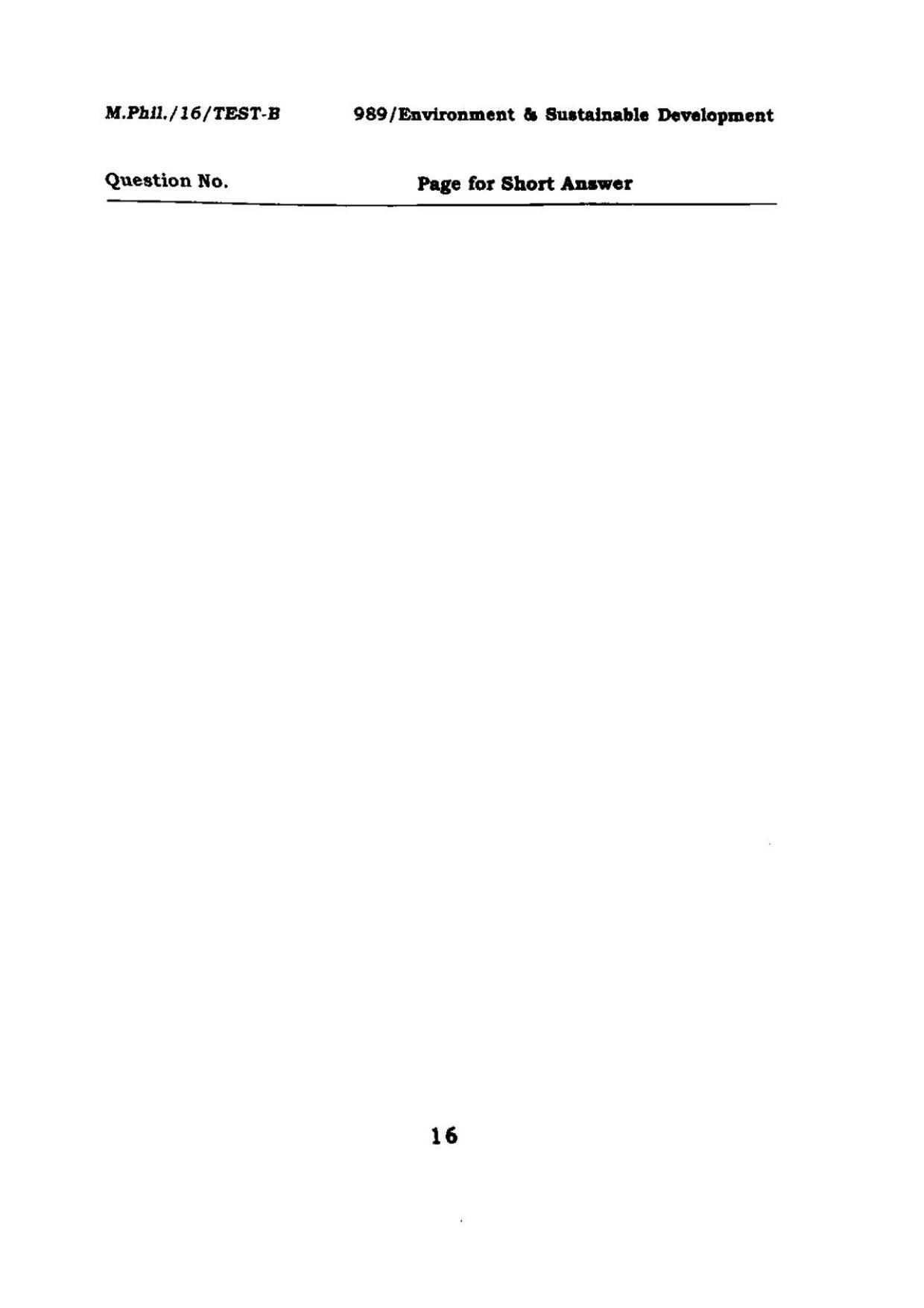 BHU RET Environment and Sustainable Development 2016 Question Paper - Page 16