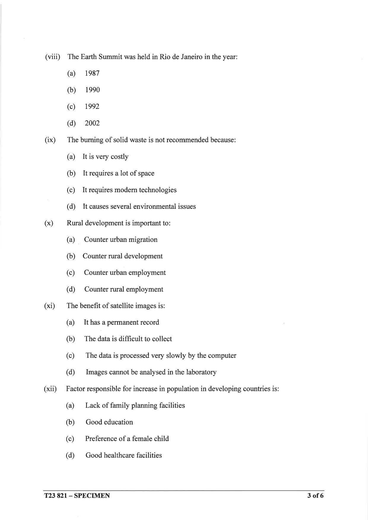 ICSE Class 10 Environmental Science Sample Paper 2023 - Page 3