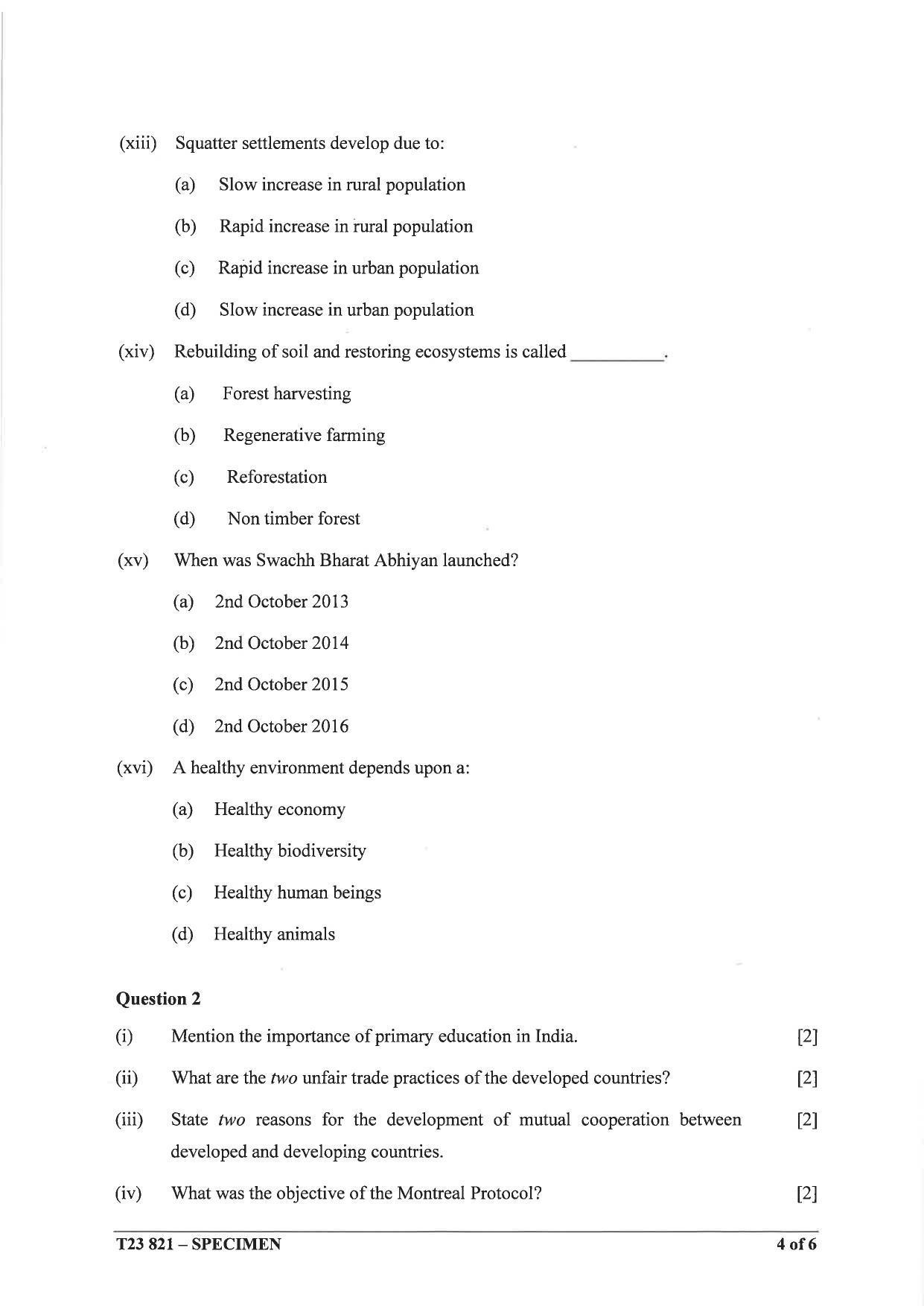 ICSE Class 10 Environmental Science Sample Paper 2023 - Page 4