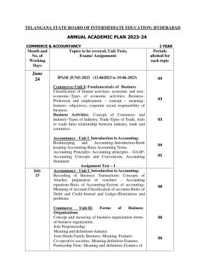 Telangana Board: TS Inter 1st Year COMMERCE Syllabus