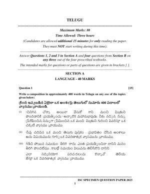 ISC Class 12 Telugu Sample Paper 2023