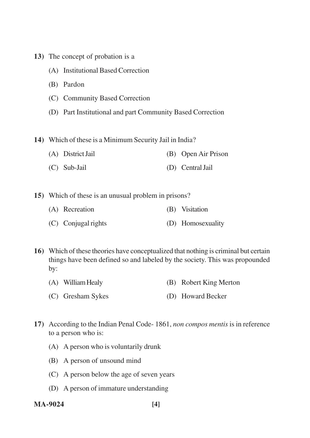 Mysore University PG Entrance Exam 2022: M.Sc Criminology and Forensic Science Question Paper - Page 4
