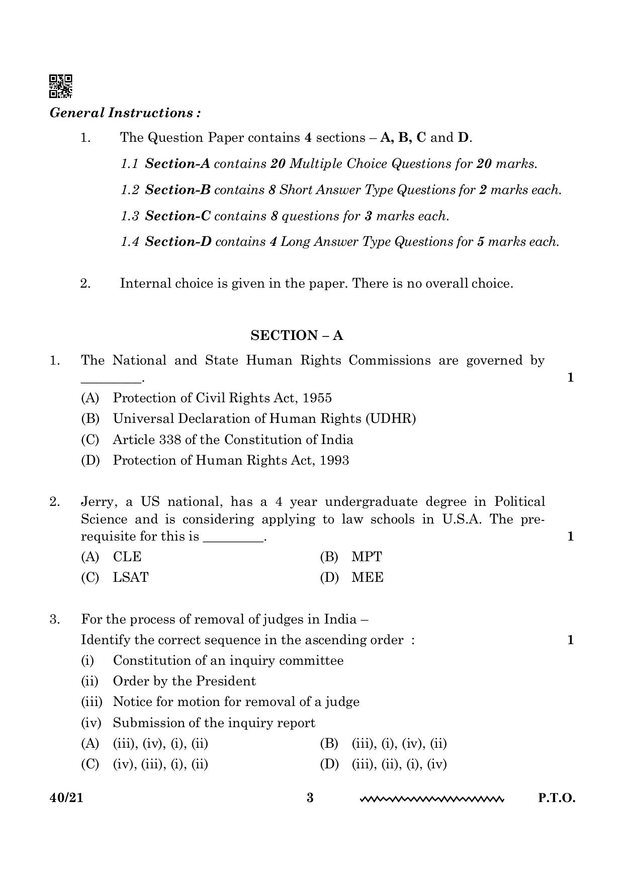 CBSE Class 12 Legal Studies 2024 Question Paper - Page 3
