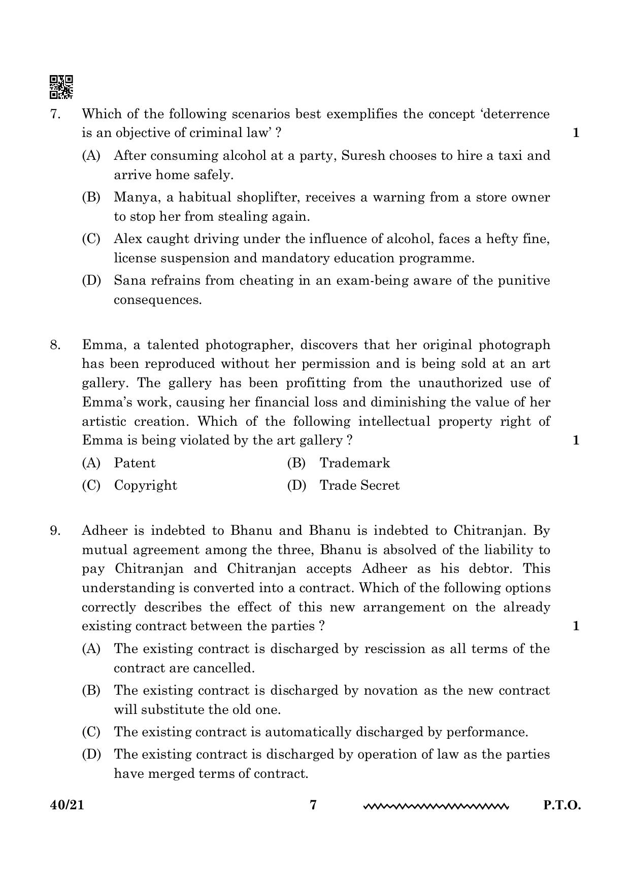 CBSE Class 12 Legal Studies 2024 Question Paper - Page 7