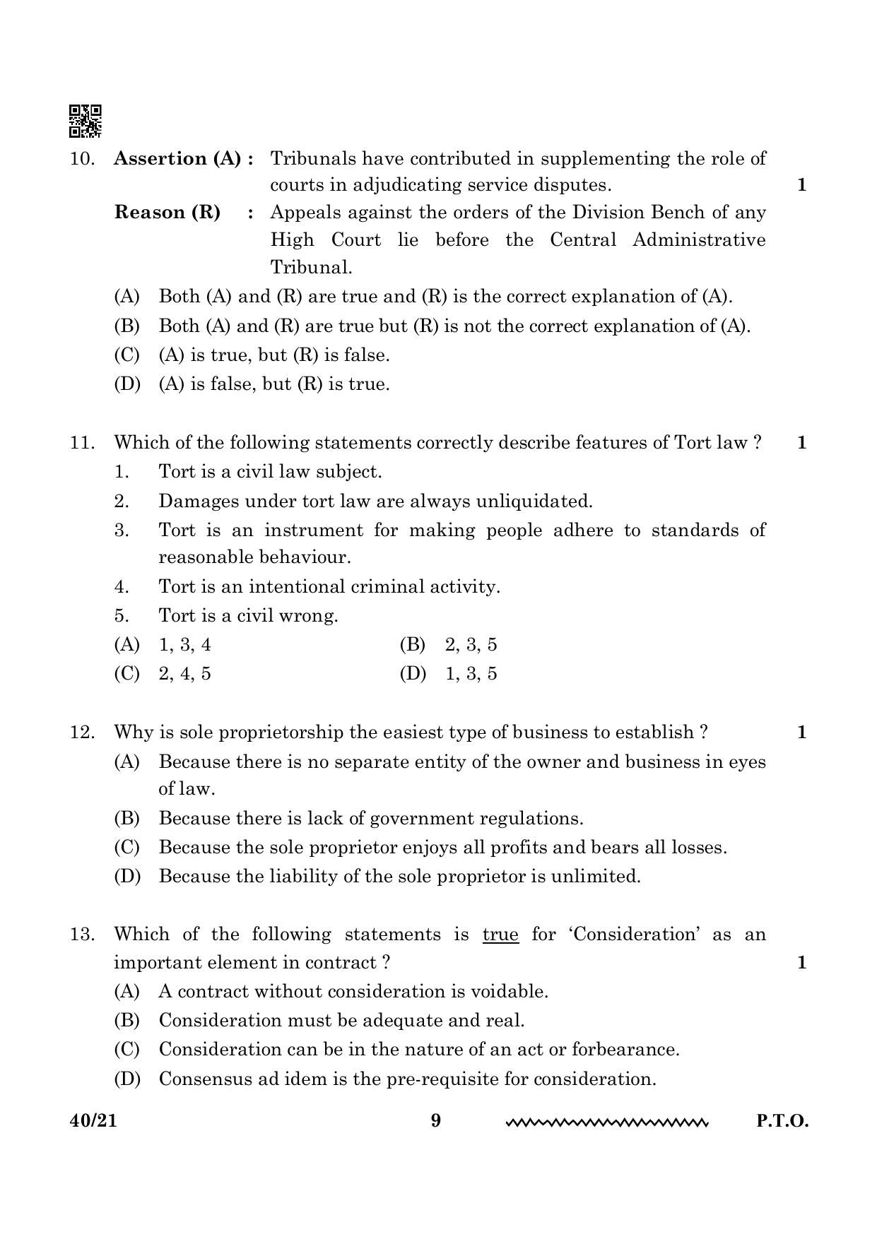 CBSE Class 12 Legal Studies 2024 Question Paper - Page 9