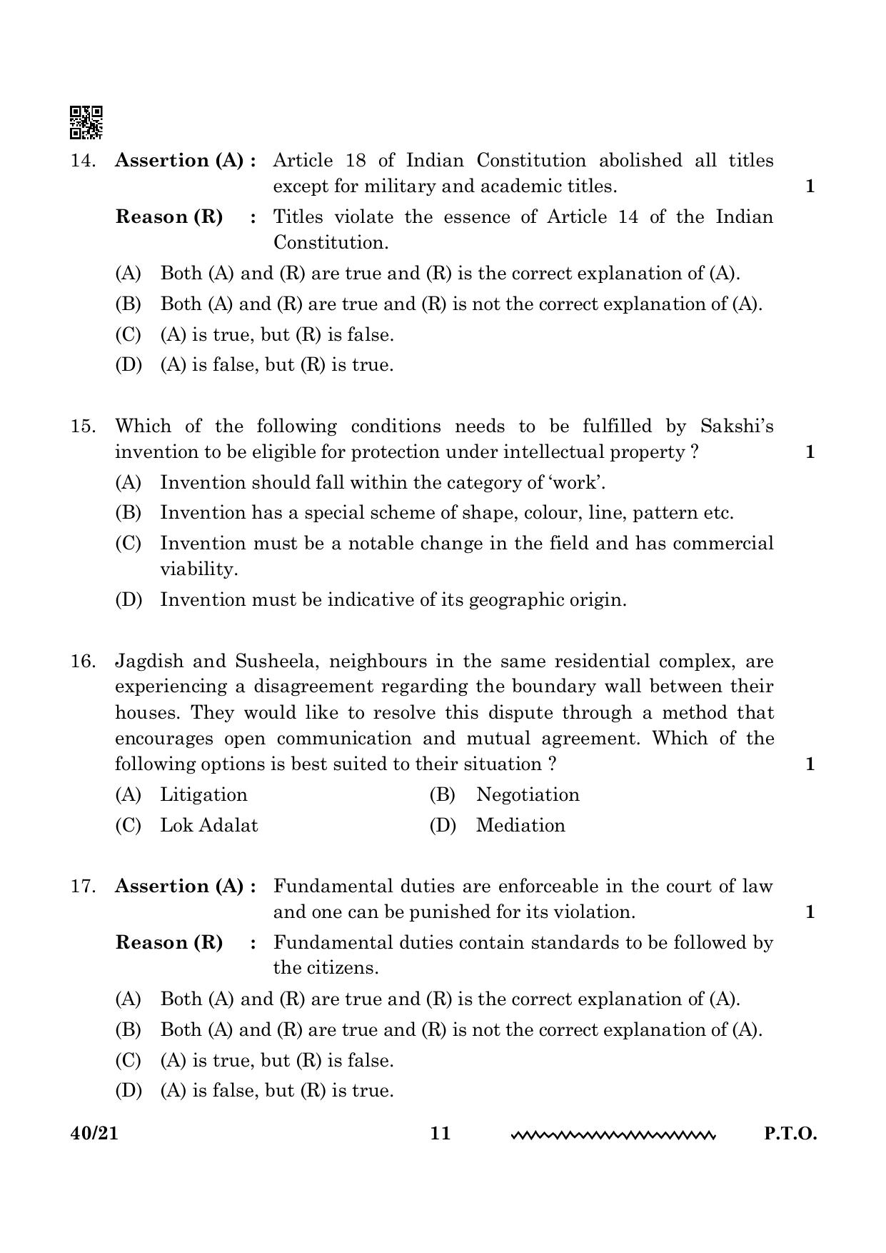 CBSE Class 12 Legal Studies 2024 Question Paper - Page 11