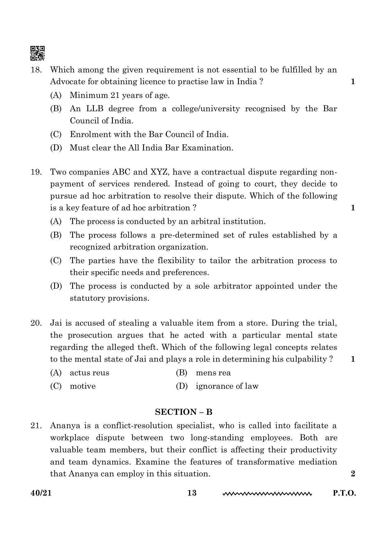 CBSE Class 12 Legal Studies 2024 Question Paper - Page 13