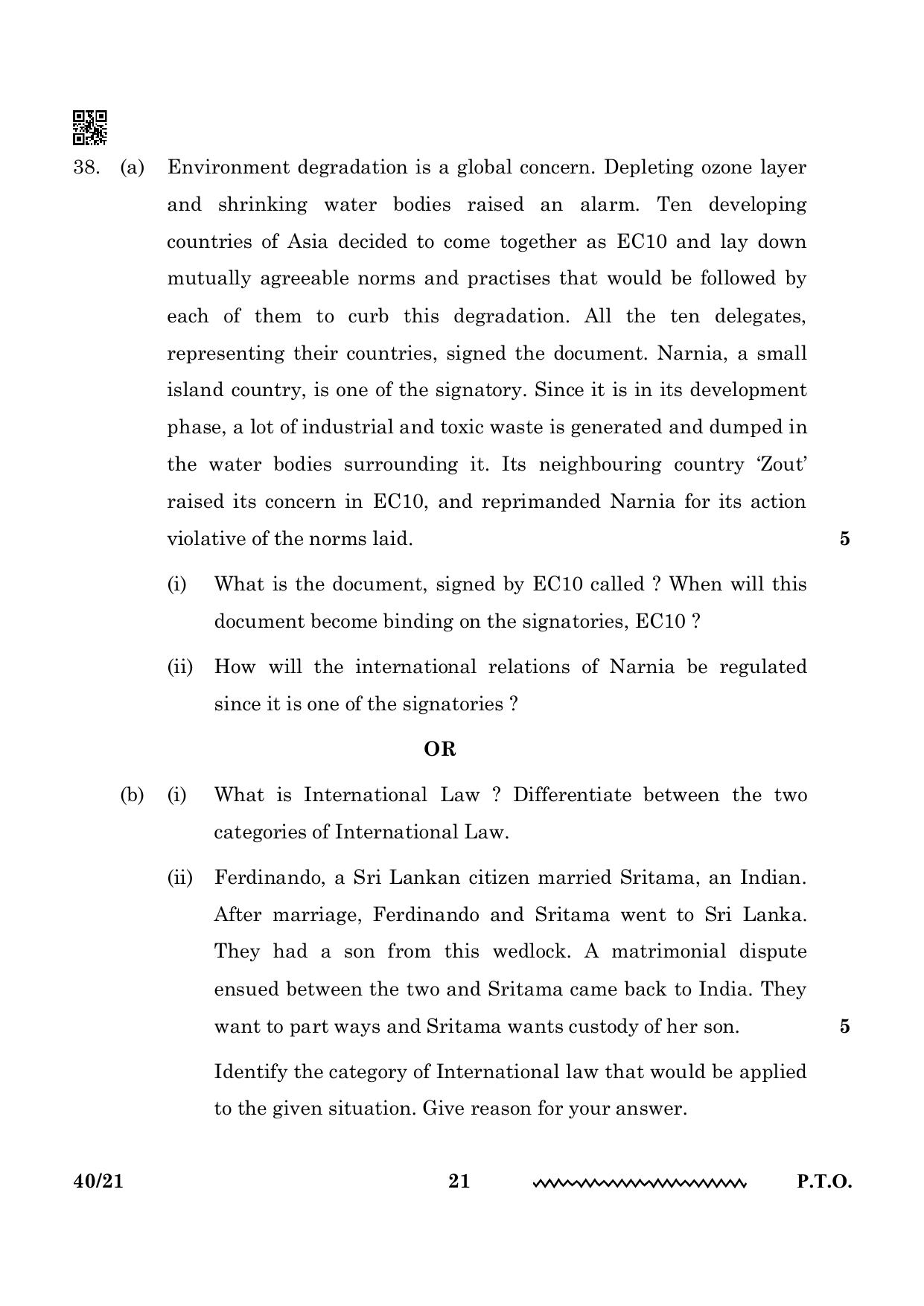CBSE Class 12 Legal Studies 2024 Question Paper - Page 21