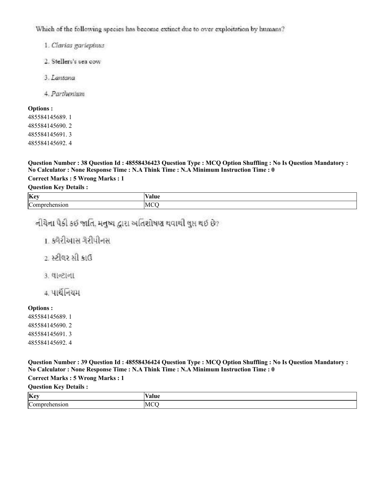 CUET 2023 English Gujarati Shift 3 Question Papers - 22 June 2023 - Page 41