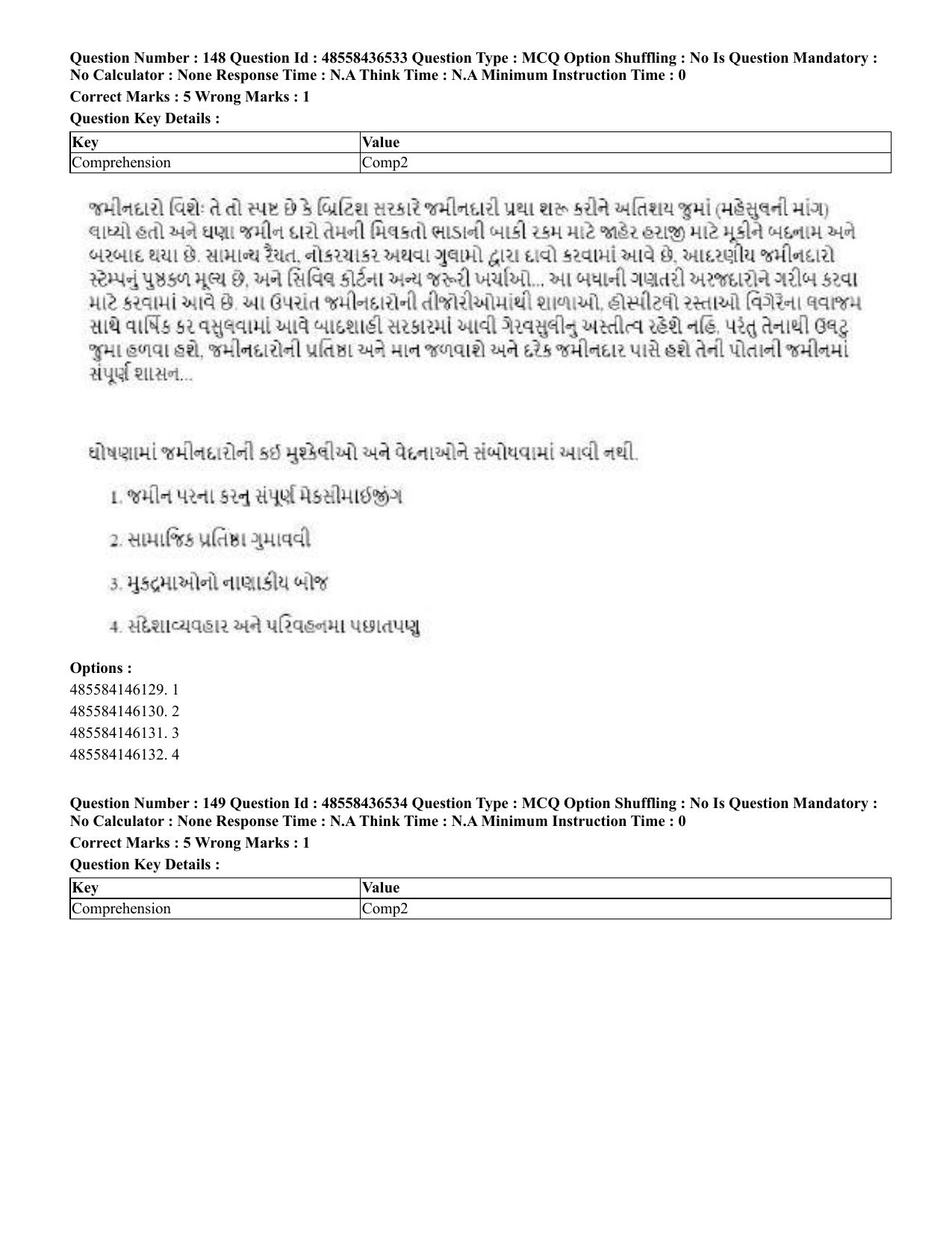 CUET 2023 English Gujarati Shift 3 Question Papers - 22 June 2023 - Page 175