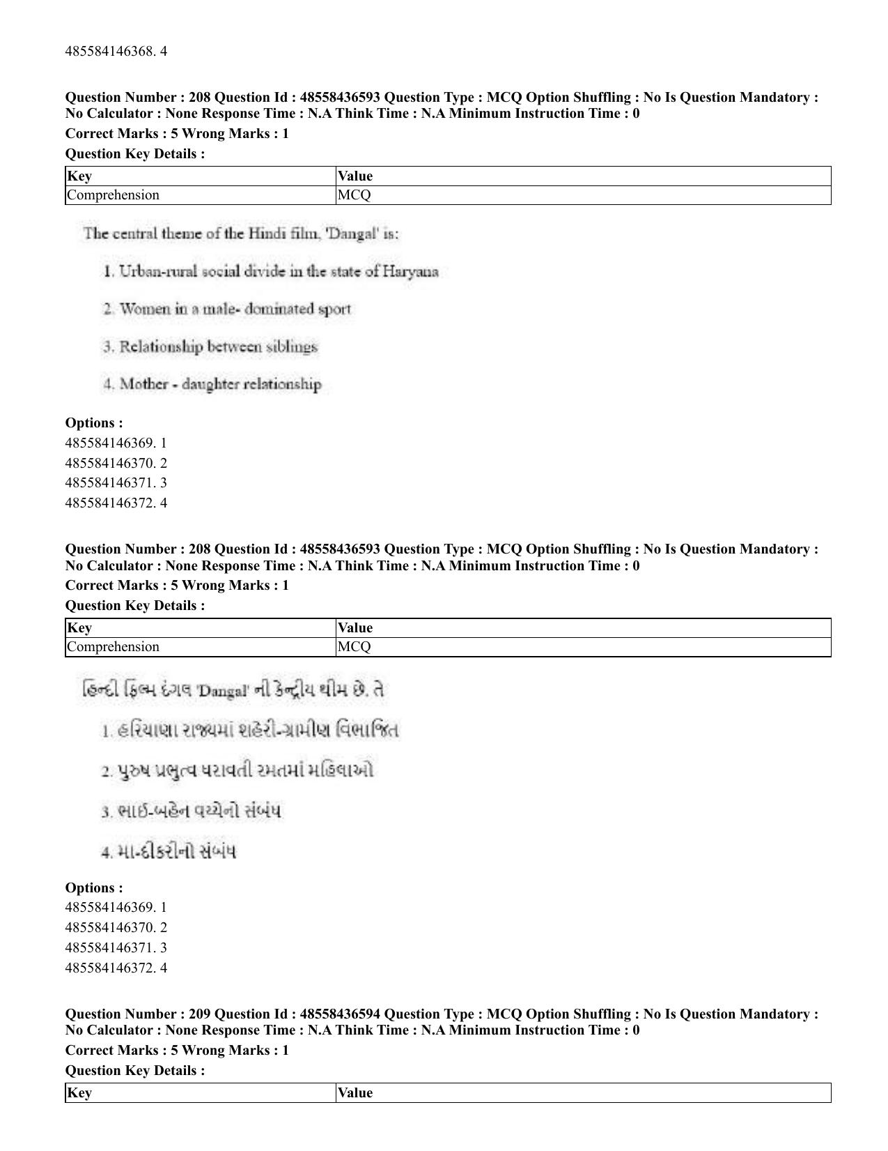 CUET 2023 English Gujarati Shift 3 Question Papers - 22 June 2023 - Page 251