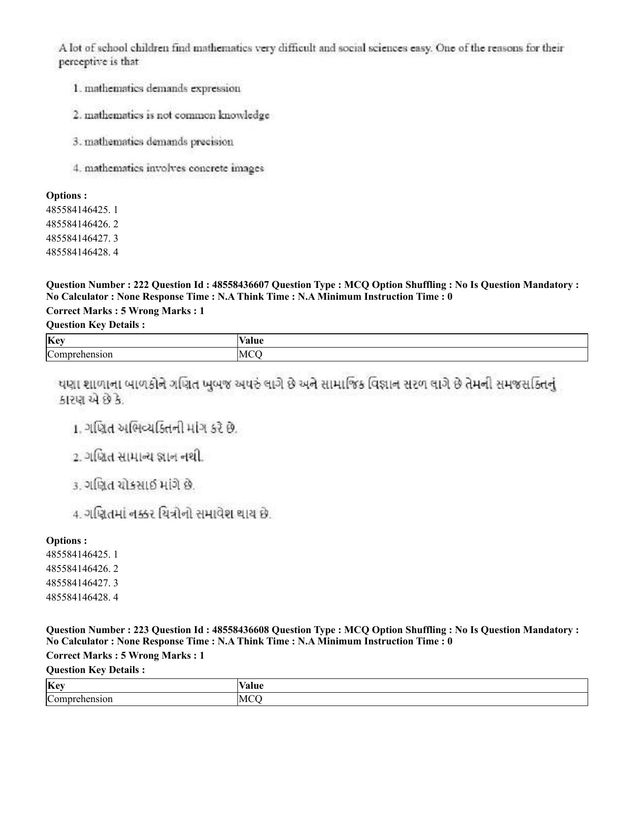 CUET 2023 English Gujarati Shift 3 Question Papers - 22 June 2023 - Page 265