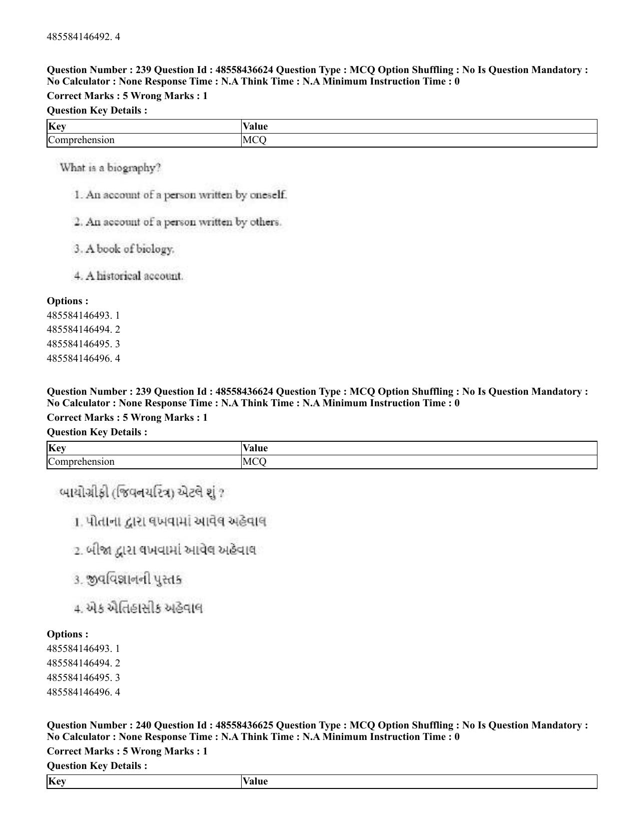 CUET 2023 English Gujarati Shift 3 Question Papers - 22 June 2023 - Page 282